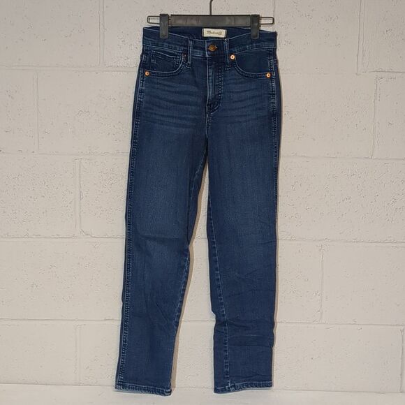 Madewell Denim - Madewell Women's Mid-Rise Stovepipe Dark Wash Straight Leg Jeans Size 25